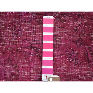 6'4"x10' Pink Worn Down Overdyed Persian Tabriz Distressed Hand Knotted Oriental Rug FWR355248