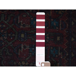 3'6"x9'1" Overdyed Persian Malayer Wide Runner Worn Wool Hand Knotted Oriental Rug FWR355260