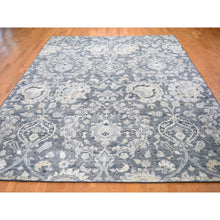 Load image into Gallery viewer, 8&#39;10&quot;x12&#39;2&quot; Gray Tulip And Large Blossom Design Pure Silk With Textured Wool Hand Knotted Oriental Rug FWR355332