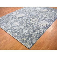 Load image into Gallery viewer, 8&#39;10&quot;x12&#39;2&quot; Gray Tulip And Large Blossom Design Pure Silk With Textured Wool Hand Knotted Oriental Rug FWR355332