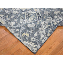 Load image into Gallery viewer, 8&#39;10&quot;x12&#39;2&quot; Gray Tulip And Large Blossom Design Pure Silk With Textured Wool Hand Knotted Oriental Rug FWR355332