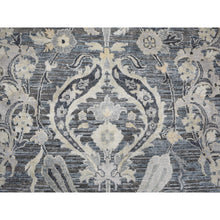 Load image into Gallery viewer, 8&#39;10&quot;x12&#39;2&quot; Gray Tulip And Large Blossom Design Pure Silk With Textured Wool Hand Knotted Oriental Rug FWR355332