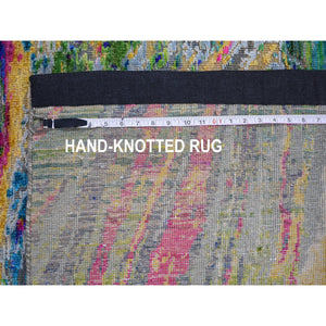 5'10"x8'8" The Lava, Colorful Sari Silk With Textured Wool Hand Knotted Oriental Rug FWR355392