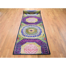 Load image into Gallery viewer, 3&#39;2&quot;x17&#39;5&quot; Sari Silk with Textured Wool Mamluk Design XL Runner Oriental Rug FWR355410