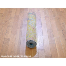 Load image into Gallery viewer, 2&#39;10&quot;x8&#39;2&quot; Colorful Sari Silk With Textured Wool The Lava Design Runner Hand Knotted Oriental Rug FWR355434
