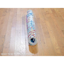 Load image into Gallery viewer, 4&#39;x6&#39;1&quot; The Peacock, Sari Silk Colorful Hand Knotted Oriental Rug FWR355470