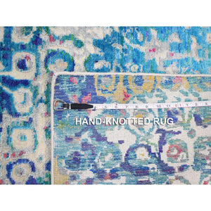 4'x6'1" The Peacock, Sari Silk Colorful Hand Knotted Oriental Rug FWR355470