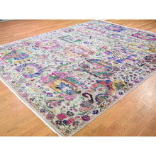 Load image into Gallery viewer, 9&#39;2&quot;x12&#39;2&quot; Sulatanabad Re-invented Colorful Sari Silk With Big Flower Design Hand Knotted Rug FWR355476