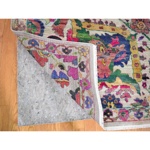9'2"x12'2" Sulatanabad Re-invented Colorful Sari Silk With Big Flower Design Hand Knotted Rug FWR355476