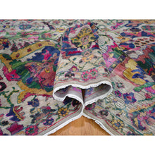 Load image into Gallery viewer, 9&#39;2&quot;x12&#39;2&quot; Sulatanabad Re-invented Colorful Sari Silk With Big Flower Design Hand Knotted Rug FWR355476