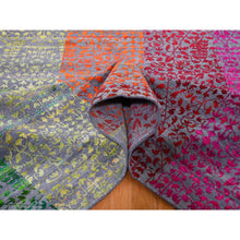 Load image into Gallery viewer, 9&#39;x12&#39;1&quot; Colorful Sari Silk Bespoken Sampler Tone On Tone Hand Knotted Oriental Rug FWR355500