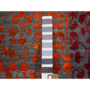 9'x12'1" Colorful Sari Silk Bespoken Sampler Tone On Tone Hand Knotted Oriental Rug FWR355500