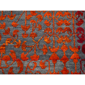 9'x12'1" Colorful Sari Silk Bespoken Sampler Tone On Tone Hand Knotted Oriental Rug FWR355500