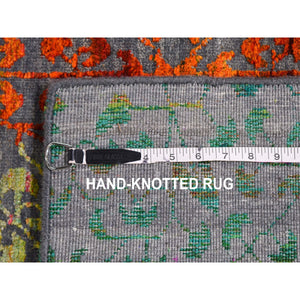 9'x12'1" Colorful Sari Silk Bespoken Sampler Tone On Tone Hand Knotted Oriental Rug FWR355500