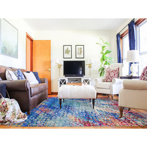 9'x12' THE PEACOCK, Sari Silk Colorful Hand Knotted Oriental Rug FWR355512