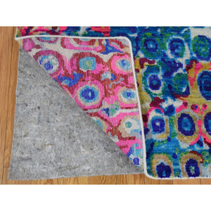 9'x12' THE PEACOCK, Sari Silk Colorful Hand Knotted Oriental Rug FWR355512