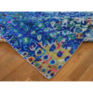 9'x12' THE PEACOCK, Sari Silk Colorful Hand Knotted Oriental Rug FWR355512