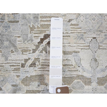 Load image into Gallery viewer, 6&#39;x9&#39;5&quot; Hand Knotted Pure Silk And Textured Wool Oushak With Geometric Motif Oriental Rug FWR355524