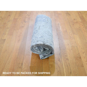 6'x9'5" Hand Knotted Pure Silk And Textured Wool Oushak With Geometric Motif Oriental Rug FWR355524