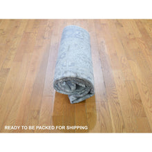 Load image into Gallery viewer, 6&#39;x9&#39;5&quot; Hand Knotted Pure Silk And Textured Wool Oushak With Geometric Motif Oriental Rug FWR355524