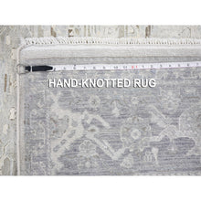 Load image into Gallery viewer, 6&#39;x9&#39;5&quot; Hand Knotted Pure Silk And Textured Wool Oushak With Geometric Motif Oriental Rug FWR355524
