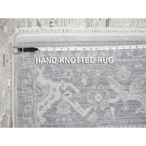 6'x9'5" Hand Knotted Pure Silk And Textured Wool Oushak With Geometric Motif Oriental Rug FWR355524