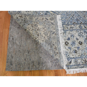 8'10"x12' Distressed Oushak Pure Silk With Textured Wool Hand Knotted Oriental Rug FWR355530