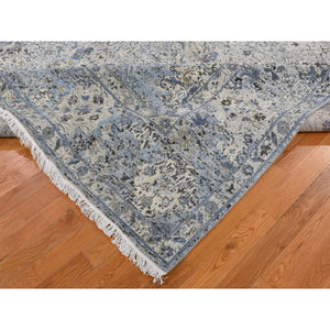 8'10"x12' Distressed Oushak Pure Silk With Textured Wool Hand Knotted Oriental Rug FWR355530