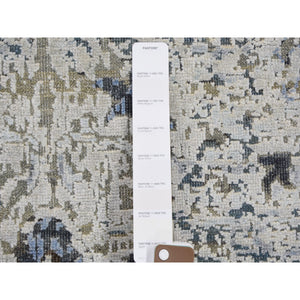 8'10"x12' Distressed Oushak Pure Silk With Textured Wool Hand Knotted Oriental Rug FWR355530