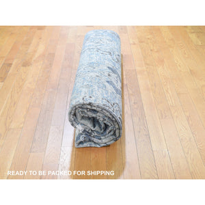 8'10"x12' Distressed Oushak Pure Silk With Textured Wool Hand Knotted Oriental Rug FWR355530