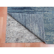 Load image into Gallery viewer, 6&#39;x8&#39;10&quot; Blue With Touches Of Ivory Horizontal Ombre Design Pure Wool Hand Knotted Oriental Rug FWR355536