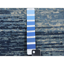 Load image into Gallery viewer, 6&#39;x8&#39;10&quot; Blue With Touches Of Ivory Horizontal Ombre Design Pure Wool Hand Knotted Oriental Rug FWR355536