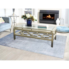 Load image into Gallery viewer, 6&#39;x8&#39;10&quot; Gray Vertical Ombre Design Pure Silk Hand Knotted Oriental Rug FWR355542