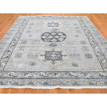 Load image into Gallery viewer, 7&#39;9&quot;x9&#39;10&quot; Pure Silk With Textured Wool Khotan Design Hand Knotted Oriental Rug FWR355566