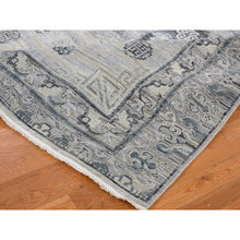 Load image into Gallery viewer, 7&#39;9&quot;x9&#39;10&quot; Pure Silk With Textured Wool Khotan Design Hand Knotted Oriental Rug FWR355566