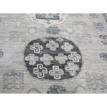 Load image into Gallery viewer, 7&#39;9&quot;x9&#39;10&quot; Pure Silk With Textured Wool Khotan Design Hand Knotted Oriental Rug FWR355566