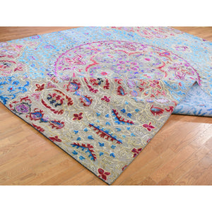 11'10"x15' Oversized Sari Silk And Textured Wool Colorful Maharaja Hand Knotted Oriental Rug FWR355584