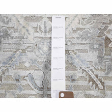 Load image into Gallery viewer, 4&#39;x6&#39;2&quot; Hand Knotted Pure Silk And Textured Wool Oushak With Geometric Motif Oriental Rug FWR355650