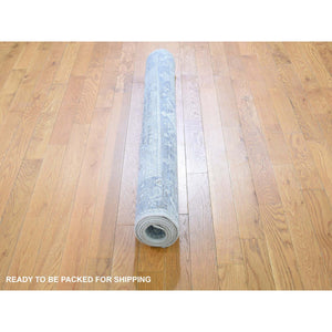4'x6'2" Hand Knotted Pure Silk And Textured Wool Oushak With Geometric Motif Oriental Rug FWR355650