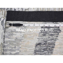 Load image into Gallery viewer, 2&#39;x3&#39;1&quot; Dimensional Curtains Gray Silk With Textured Wool Oriental Rug FWR355668