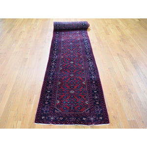 2'8"x16'8" Red Antique Persian Hamadan Xl Runner Fish Design Dense Weave Oriental Rug FWR355782