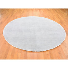 Load image into Gallery viewer, 7&#39;10&quot;x7&#39;10&quot; Gray Round Grass Design Pure Wool Hand Knotted Oriental Rug FWR355890