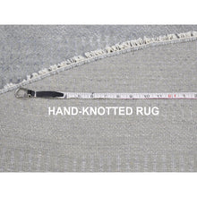 Load image into Gallery viewer, 7&#39;10&quot;x7&#39;10&quot; Gray Round Grass Design Pure Wool Hand Knotted Oriental Rug FWR355890