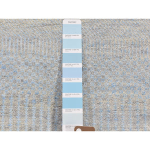 6'x6' Blue Grass Design Wool And Silk Round Hand Knotted Oriental Rug FWR355908