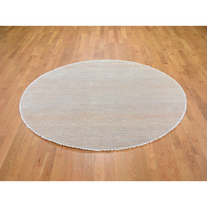 6'x6' Gray Grass Design Wool and Silk Hand Knotted Round Oriental Rug FWR355992