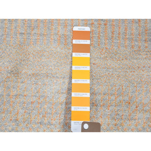 6'x6' Gray Grass Design Wool and Silk Hand Knotted Round Oriental Rug FWR355992