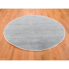 Load image into Gallery viewer, 6&#39;x6&#39; Gray Wool And Silk Grass Design Hand Knotted Round Oriental Rug FWR355998