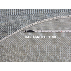 6'x6' Green Hand Loomed Variegated Textured Design Round Organic Wool Modern Oriental Rug FWR351612