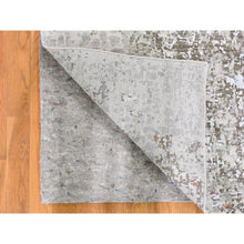 Load image into Gallery viewer, 2&#39;6&quot;x12&#39;1&quot; Gray Dense Weave Abstract Design Wool And Silk Hi-low Pile Hand Knotted Runner Oriental Rug FWR356094