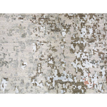 Load image into Gallery viewer, 2&#39;6&quot;x12&#39;1&quot; Gray Dense Weave Abstract Design Wool And Silk Hi-low Pile Hand Knotted Runner Oriental Rug FWR356094